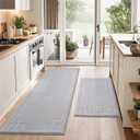 BEQHAUSE Kitchen Rugs Non-Slip Washable Rug Sets of 2, Machine Washable Kitchen Mats Absorbent Soft Kitchen Runner Rugs for Floor, Sink, Hallway, Laundry, 24x36+24x60, Grey