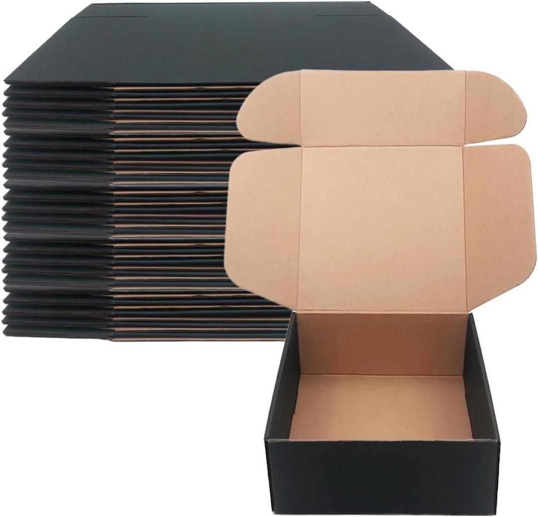 Shipping Boxes 9x9x4 inch Pack of 20 Livejun Black Corrugated Cardboard Box Mailer Boxes for Packaging Small Business Shipping