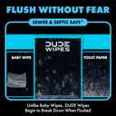 DUDE Wipes Unscented Flushable Wipes - Extra-Large Adult Wet Wipes for Sensitive Skin - 3 Pack (144 Count) - Infused with Vitamin E and Aloe - Septic and Sewer Safe