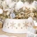 NIBESSER Christmas Tree Collar 30 Inches Plush Tree Skirt Ring with Silver Snowflake Tree Basket Plastics Sheets with Collar Cover Holiday Home Party Christmas Tree Decoration Xmas Ornaments (Snowy White/Strap)