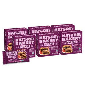 Natures Bakery Whole Wheat Fig Bars, Original Fig, Real Fruit, Vegan, Non-GMO, Snack bar, 6 boxes with 6 twin packs (36 twin packs) (EXP 12/01/24)