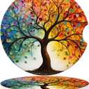 Cup Holder for Car,Tree of Life with Leaves Ceramic Coasters Non-Slip Cup Holder Insert with Fingertip Grip, Auto Interior Accessories for Women & Men,Pack of 2, 2.56In