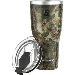 HAUSHOF 20 oz Tumbler, Stainless Steel Vacuum Coffee Tumbler, Durable Insulated Tumbler Cups for Hot and Cold Drinks, Portable Water Tumbler with Lid for Office, Camping, Sports (Camo Green)