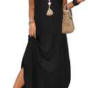 WIHOLL Summer Dresses Cap Sleeve Crewneck Maxi Long Casual Dress with Pockets Beach Vacation Sundresses 2026 Trendy