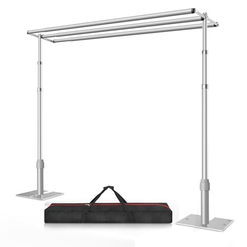 10x10 Triple Crossbar Pipe and Drape Stand Kit, Heavy Duty Backdrop Stand Adjustable, Sturdy Metal Back Drop Decoration Frame with Flat Base for Parties, Flower Wall, Wedding,Trade Shows, Photo Shoot