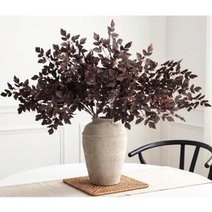 PERFNIQUE 6 Pack Artificial Plum Cimicifuga Leaf Sprays, 32" Faux Ramosa Branches for Vase, Fall Floral Stems for Table Centerpiece, Farmhouse, Wedding, Mantel, or Halloween Decor