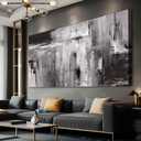 XIANSHOU Black Abstract Wall Art Living Room Decor Painting 29"x 58" White Abstract Graffiti Wall Decorations for Bedroom Kitchen Dining Room Office