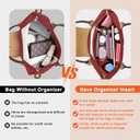 LOUKAYCCI Purse Organizer Insert for Longchamp Le Pliage M Handbag Insert Felt Long Champ Tote Bag Organizer Insert with Cup (BurGundy, Medium)