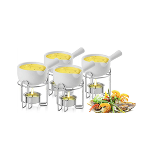 Artestia Butter Warmer for Seafood Set of 4, Ceramic Lobster Butter Warmers with 4 Pieces Tealight Candles for Melting Butter, Chocolate, with Handle, Dishwasher Safe, White