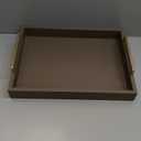 Decorative Coffee Table Tray - Ottoman Tray - Breakfast, Drinks, Liquor Serving Platter - from Farmhouse to Modern - Matte Finish - Champagne Gold Handles - Mocha