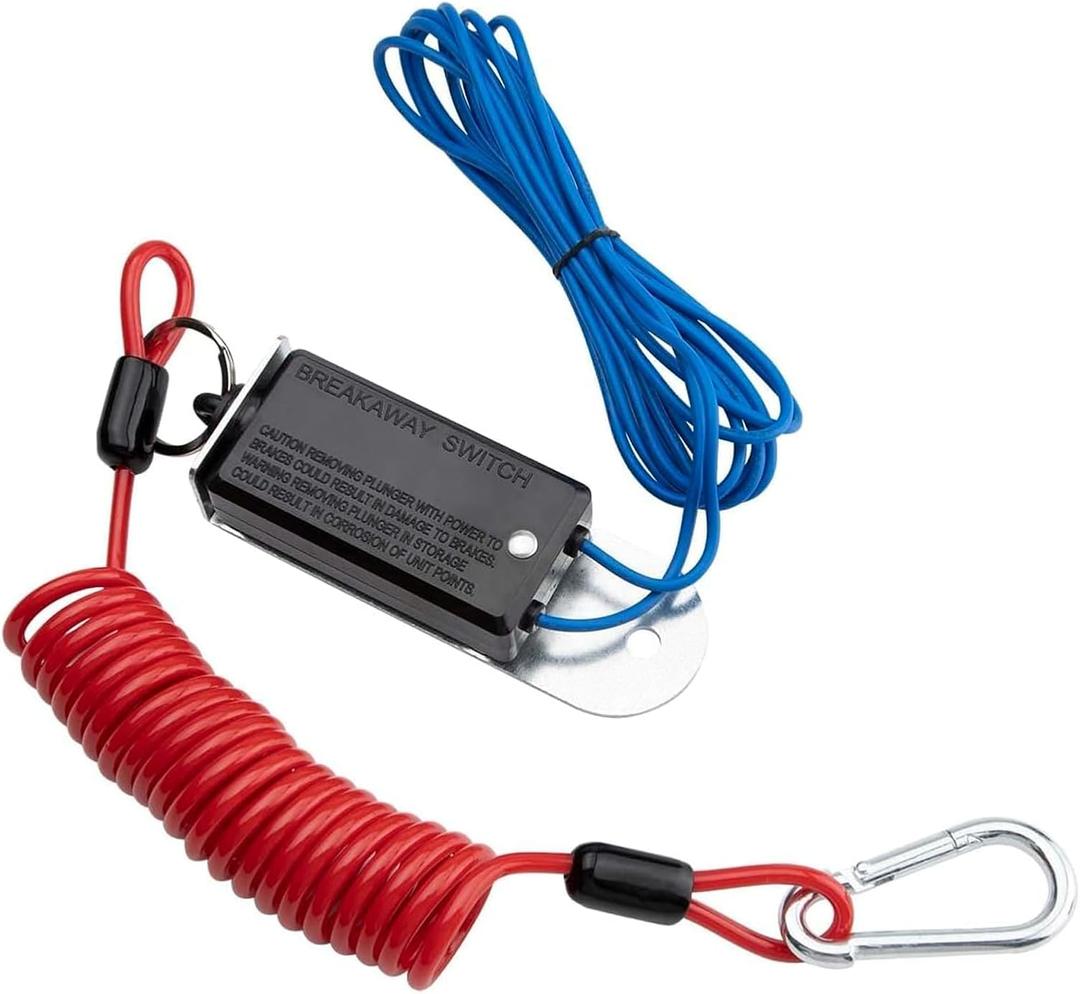 6ft Trailer Breakaway Switch, Breakaway Coiled Cable with Electric Brake Switch Breakaway and Coiled Cable Fits for RV Towing Trailer