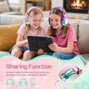 QearFun Kids Headphones Wired with Mic, 85/94dB Safe Volume Limit, Foldable Over Ear, Tangle-Free Cord & Sharing Port, Wired On-Ear Headset for School, Chromebook, Tablet, Travel - Boys & Girls
