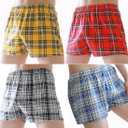TAPUU Mens Cotton Plaid Boxer Multipack Woven Boxer Shorts (Yellow/Red/Grey/Blue 4-Pack, XL) (XL)