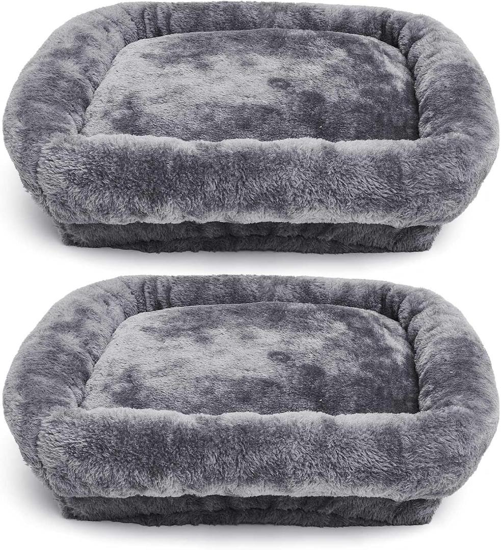 Abbylike 2 Pcs Cat Tree Tower Replacement Parts Grey Bed Cover with Elastic Band Removable Washable Padding for Platform Perch Shelves, Only Cover, Cat Tower Cushions Accessories(15.7 x 15.7 Inch)