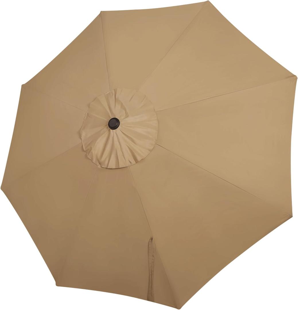 Blissun 9ft Patio Umbrella Replacement Canopy, Market Umbrella Top, Outdoor Table Umbrella Canopy for 8 Ribs (Tan)