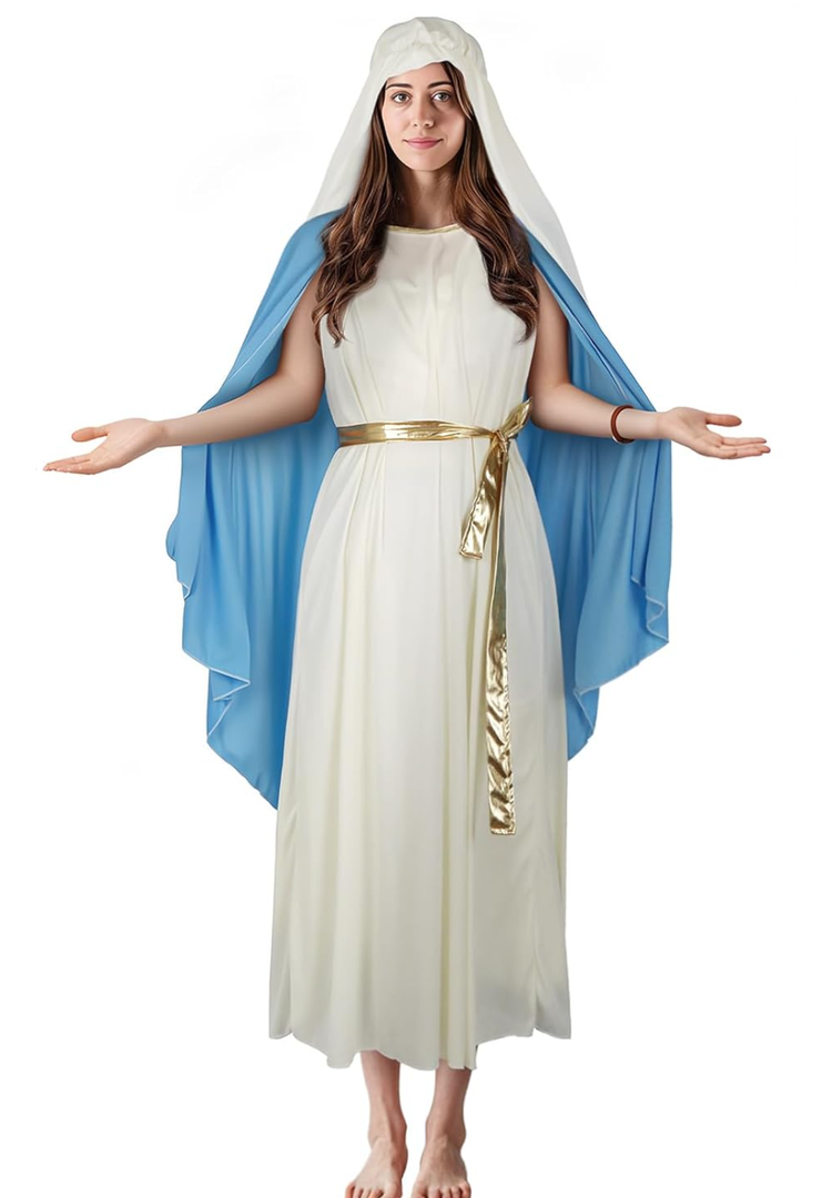 Women‘s Mary Costume Dress Robe Halloween Masquerade Cosplay Outfit Size XL