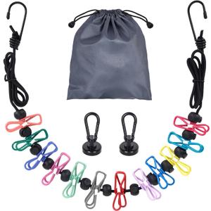 Magnetic Clothesline for Cruise Ship, Travel Clothesline with 12 Clothespins for Cruise Ship Essentials, Clothes Drying Rack with Strong Magnets Hooks and Storage Bag for Cruise Ship Cabin Outdoor