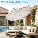 AreShark 9FT Outdoor Patio Umbrella with Wavy Trim (White)