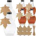 8 oz Maple Syrup Bottles with Loop Handle Black Aluminum Lids and Cotton Twines, Clear Glass Bottles with Round Tag, Maple Syrup Jars Container Sample Bottles for Gift Juice Milk Sauce Storage (12)