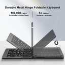 Foldable Keyboard and Mouse, EDJO Folding Wireless Keyboard Mouse Combo with Phone Holder, 2.4G Wireless and Bluetooth, USB-C Rechargeable Portable Combo for iOS Android Windows Mac OS