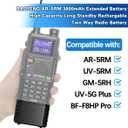 BAOFENG BF-F8HP PRO AR-5RM Battery Rechargeable 3800mAh Extended Battery Compatible with UV-5G Plus,UV-5RH PRO GPS,5RM,GM-5RH GMRS USB-C Charger for Ham Radio Handheld Walkie Talkies Accessories