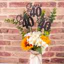 4 x Gexolenu Cheers to 40, 10 Pack Double-Sided Black Glitter 40th Birthday Centerpieces for Tables, 40th Birthday Table Toppers Party Centerpiece Sticks Party Supplies