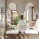 Dorlicecass Irregular Wall Mirror - Wall Mirrors Decorative 22"x 36" Asymmetrical Abstract Mirror Aviation Aluminum Alloy Frame Unique for Bathroom, Bedroom, Living Room, Cloakroom, Entryway Gold