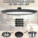 15 Inch Universal Pan Lid, Heat Resistant Frying Pan Lid, Silicone & Tempered Glass Lid for Pots and Pans