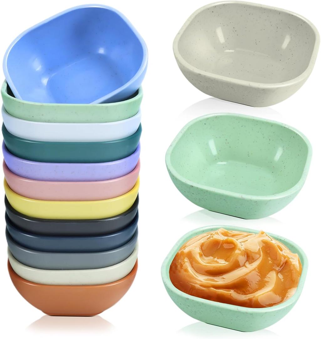 TKOnline 12 Pack 4.5 OZ Small Wheat Straw Dipping Bowls, Unbreakable Dessert and Side Dish Bowls for Ketchup, Nuts, Sauces, Dips, Condiments