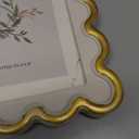 Wontree 5x7 Picture Frame in Beige with Shinning Gold Wavy Edge, Resin Frame with Real Glass, Display 5x7 Photos Matted to 4x6, Vertical and Horizontal Desk Tabletop or Wall Hanging