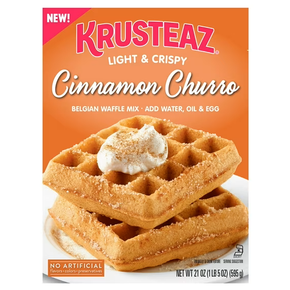 Krusteaz Cinnamon Churro Belgian Waffle Mix Pack Of 8, Best By: 02/20/26