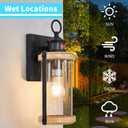 Motion Sensor Outdoor Wall Lights Waterproof,Dusk to Dawn Outdoor Lighting,Outdoor Lights for House with Seeded Glass,Matte Black & Wood Grain Finish,2 Pack