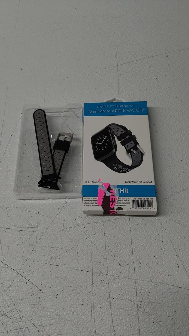 WITHit - Sport Band for Apple Watch 42mm, 44mm and Series 7, 45mm - Black/Gray