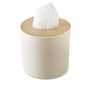 Zimon Toilet Paper Roll Dispenser with Bamboo Lid, Decorative Round Paper Holder, Bathroom Tissue Box Cover