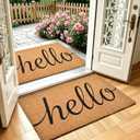 Natural Coco Coir Hello Welcome Mat with Heavy Duty Backing, 17" x 30" Anti-Slip Coconut Front Door Mat Outside Entrance, Funny Outdoor Door Mats for Entry, Porch, Patio, Garden, Mudroom