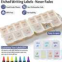 NEW Foldable & Double Protection Portable Weekly Pill Organizer 2 Times A Day with Etched Labels, AM PM 7 Day Week Medicine Box, Daily Travel Pill Case Holder Dispenser for Vitamin, Supplement - Khaki