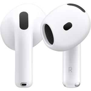 Apple AirPods 4 Wireless Earbuds, Bluetooth Headphones, Personalized Spatial Audio, Sweat and Water Resistant, USB-C Charging Case, H2 Chip, Up to 30 Hours of Battery Life, Effortless Setup for iPhone