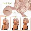 10 x BONNET QUEEN Braid Bonnet Silk Bonnet Foldable Extra Long Wrap for Braids Satin Bonnets with Tie Band Long Sleep Cap, Champagne (Medium)