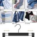 GUANJUNE 10 Pack Clothes Pants Hangers, Space-Saving Skirt Holders with 360  Swivel Hooks, Adjustable Clips, Trouser Coat Garment Jeans Black