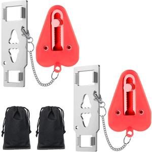 Upgraded Portable Door Lock 2 Pack, Dual Protection Security Door Kit,Door Security Devices Pocket Self Defensey Tools,for Traveling Hotel Home Apartment College House(2 Pack)