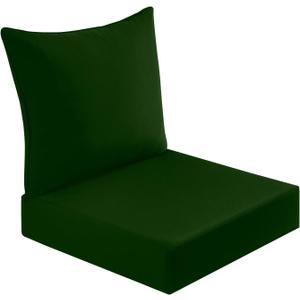downluxe Outdoor Deep Seat Cushion Set, Waterproof Patio Furniture Cushions with Zipper for Outdoor Chair Sofa, 24 x 24 inch, Forest Green