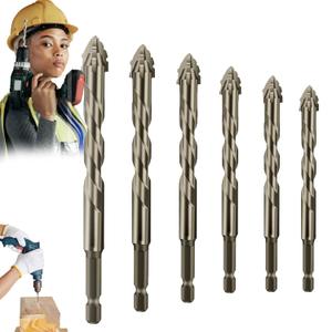 Four Blade Serrated Eccentric Drill Bits Eccentric Drill Bit Set Precision Ground for Metal/Wood/Plastic - Efficient Chip Removal & Heat Resistance, Long-Lasting Drill Bits Kit(4/5/6/8/10/12mm)
