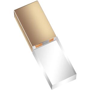 Flash Drive 64GB Crystal Glass Transparent Rectangle Genuine Clear LED Light Waterproof Thumb USB Stick Memory Stick Storage Memoria USB Jump Pen Drive Wedding Unique Novelty Cool Photography Gift (Gold)