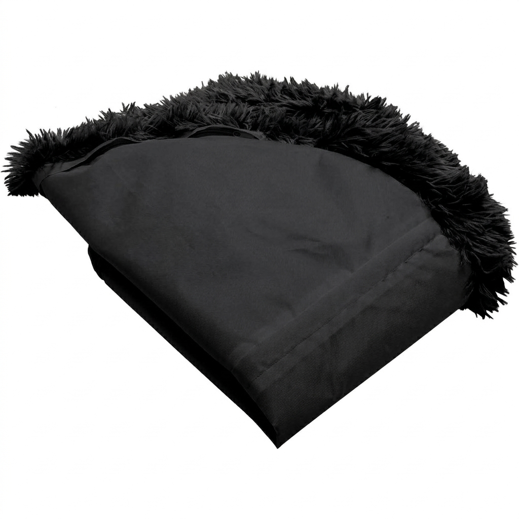 Furhaven Replacement Donut Dog Bed Cover Plush Long Faux Fur Calming Cuddler, Machine Washable - Black, Large