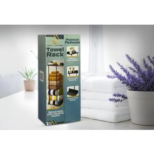 3 x Wall-Mounted Towel Rack  Retractable with Hanging Hooks  Heavy Duty Stainless Steel Organizer for Bathroom, Laundry Room & More (Black)