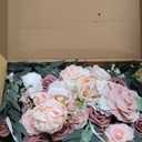 Floroom Terracotta Artificial Flowers Burnt Orange Fake Roses Peonies Dahlia Greenery Combo Box Set for DIY Wedding Bouquets Bridal Shower Centerpieces Floral Arrangements Party Tables Home Decoration