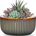 Plant Pots Indoor with Drainage Hole 6 inch Ceramic Plant Pot Sage Green Succulent Pot Small Round Planters for Indoor Outdoor Plants Bonsai Bowl Decorative Flower Pots for Orchid Cactus Snake Plant