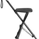 Anti-Slip Walking Cane with Seat Folding Lightweight,Walking Stick Height Adjustment,Portable and Sturdy Cane Chair for Travel Outdoor Use, Queuing, Elderly Women and Men, 35 inches , 19 inches