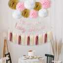 Kiwayo Baby Shower Decorations for Girl- Rose Gold Glitter Banner, Tissue Paper Poms, Round Dots Garland and Tassels Garland- Baby Girl Gender Reveal Birthday Party Decorations