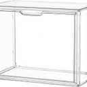 2 Pack Clear Acrylic Display Case, Stackable Plastic Storage Bins with Magnetic Attraction Lid, Showcase for Cosmetic, Large Figures Collectibles